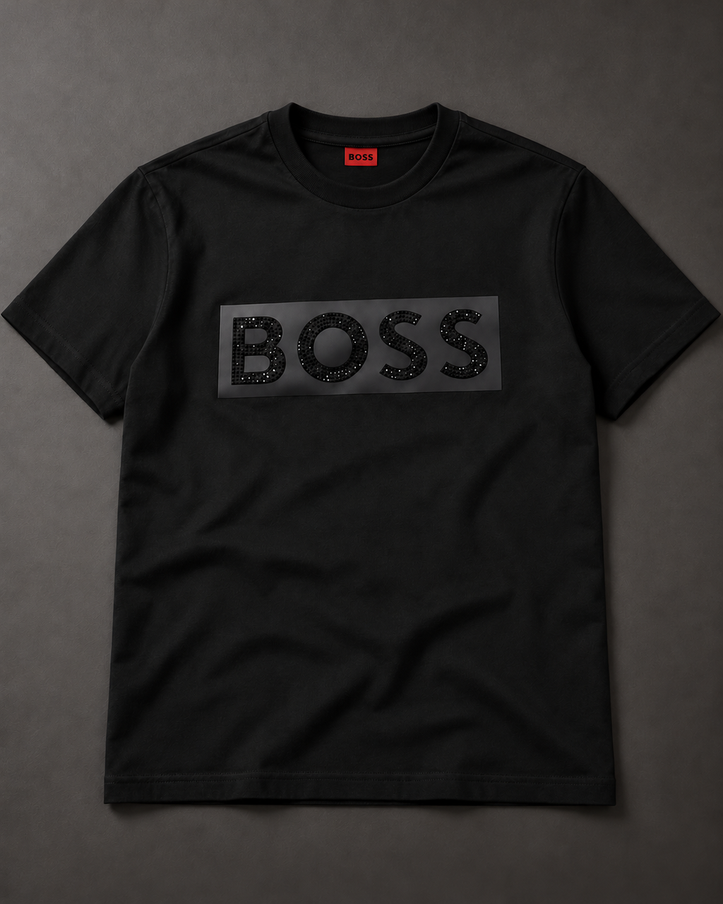 Camiseta BOSS con piedrería — Negro/negro