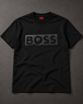 Camiseta BOSS con piedrería — Negro/negro